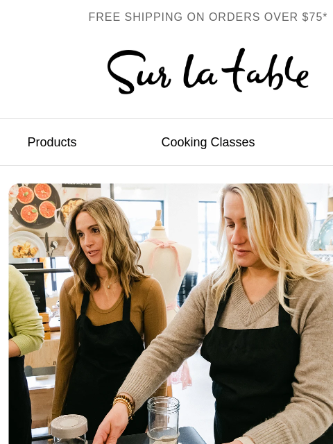 surlatable newsletter: Cook your way around the world in our classes.