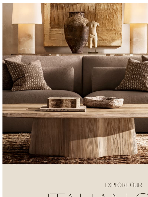 rh newsletter: Made in Italy. Explore Our Handcrafted Sofa Collec...