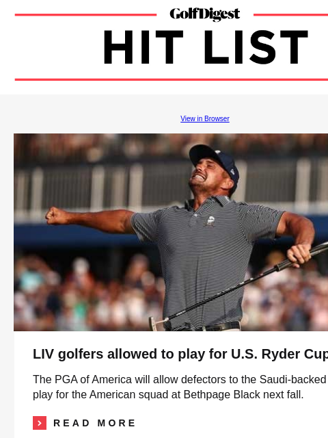 LIV golfers allowed to play for US Ryder Cup team GolfDigest View in Browser Rules LIV golfers allowed to play for US Ryder Cup team The PGA of America will allow defectors to the Saudi-backed circuit