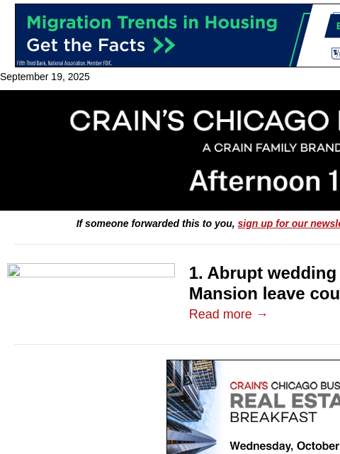 crainalerts newsletter: Wedding cancellations at Cuneo Mansion leave coupl...