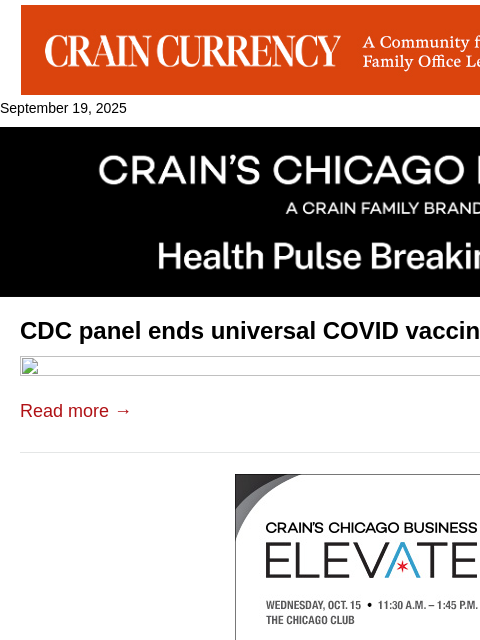 crainalerts newsletter: ACIP nixes universal COVID vaccine recommendation