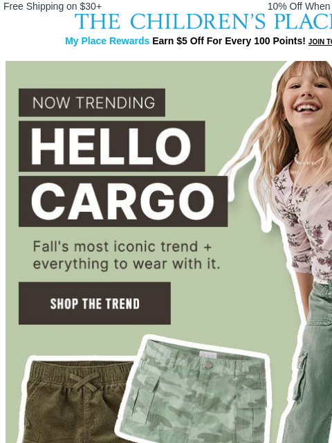 childrensplace newsletter: Now Trending for Fall: Hello Cargo 👋