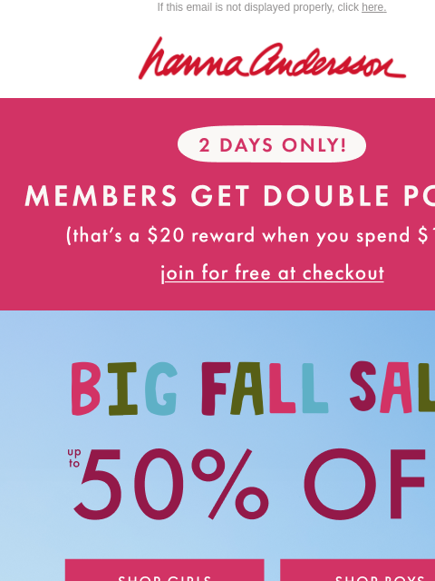 hannaandersson newsletter: Up To 50% Off—Even New Arrivals🍁