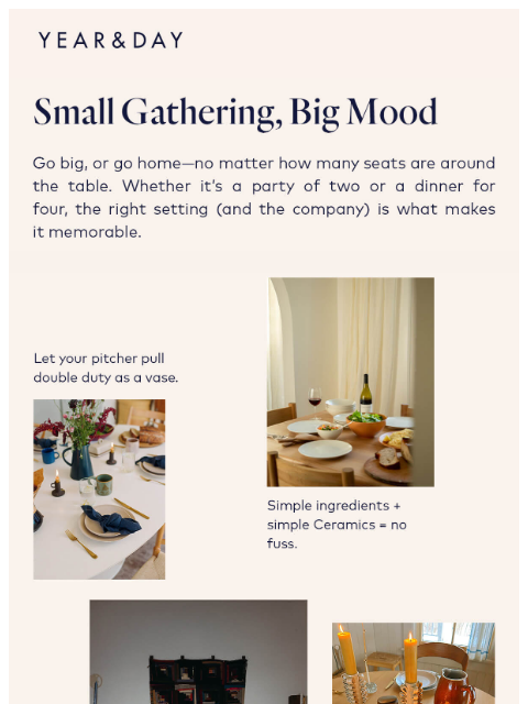 yearandday newsletter: Big ideas for small gatherings