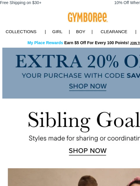 gymboree newsletter: This is BIG! 👏 EXTRA 20% OFF Your Order