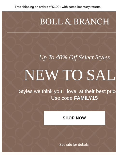 bollandbranch newsletter: ATTN: Up to 40% off NEW styles