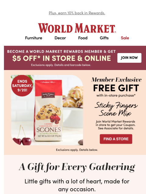 emailworldmarket newsletter: ๐ FREE SCONES + $5 Gift inside!