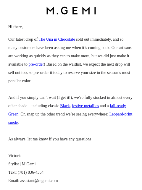 mgemi newsletter: Pre-Order The Una In Chocolate