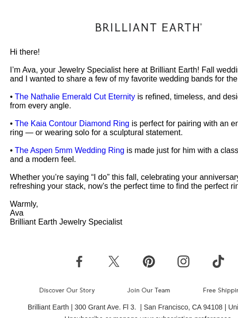 brilliantearth newsletter: Our favorite rings for Fall weddings