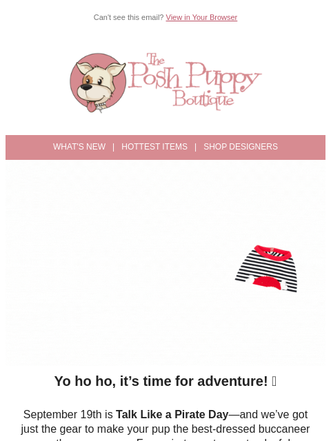 poshpuppyboutique newsletter: 🏴‍☠️ Ahoy Matey! Celebrate Talk Like a Pirate Day...