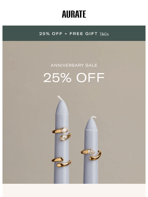 auratenewyork newsletter: 25% OFF ANNIVERSARY SALE