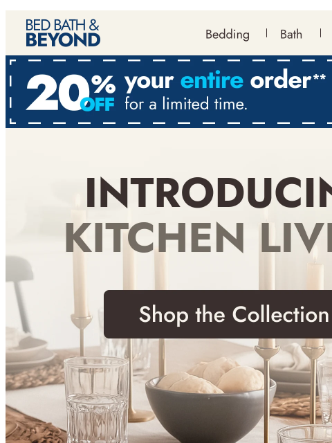 bedbathandbeyond newsletter: Introducing Kitchen Living 🍽️