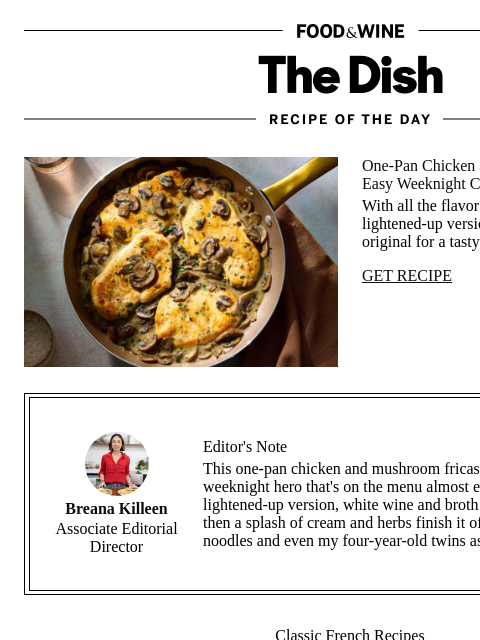 foodandwine newsletter: Chicken and Mushroom Fricassee