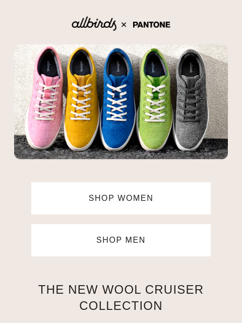 allbirds newsletter: Pantone Colors 🤝Allbirds Comfort