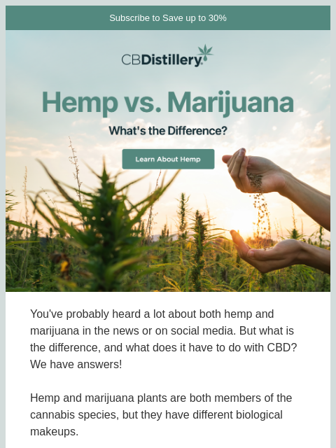 thecbdistillery newsletter: What's the difference between hemp and marijuana?