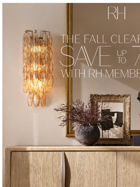 rh newsletter: Enjoy Up to 70% Off Bedroom, Living, Outdoor & Mor...