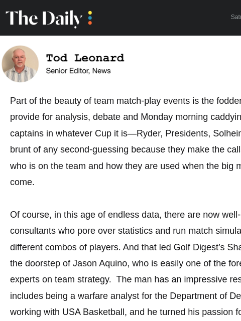 golfdigest newsletter: Myth-busing the biggest tropes in team match play