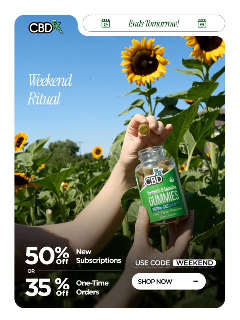 cbdfx newsletter: Half off if you subscribe today