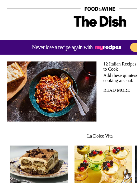 foodandwine newsletter: 12 Italian Recipes Everyone Should Know How to Coo...