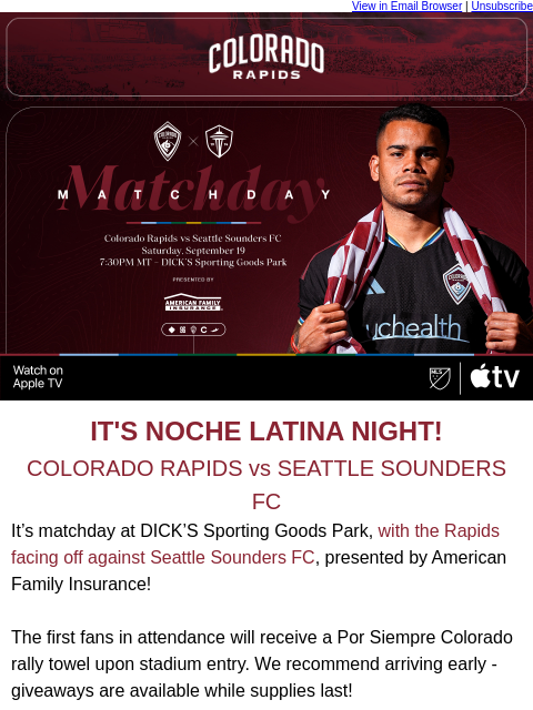 thecoloradorapids newsletter: How to Watch | Colorado Rapids vs Seattle Sounders...