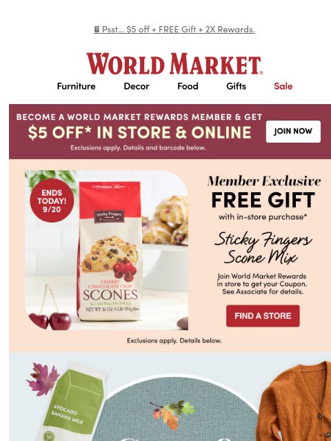 emailworldmarket newsletter: 3 of our coziest fall deals INSIDE ๐๐