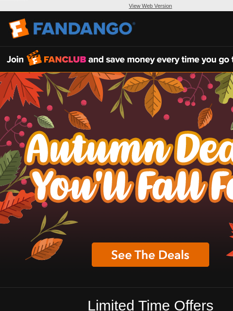 fandango newsletter: Your Fall Deals