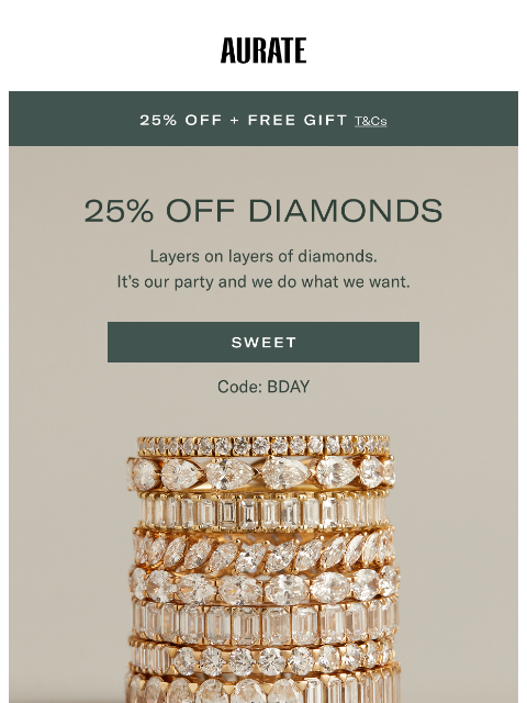 auratenewyork newsletter: 25% OFF DIAMONDS