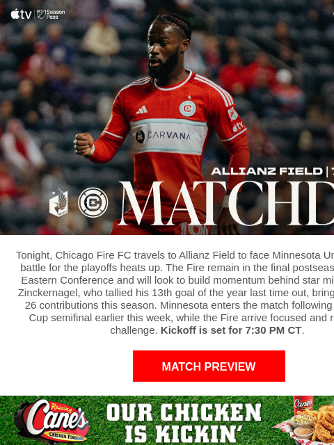 chicagofirefc newsletter: TONIGHT: Chicago Fire vs Minnesota United FC