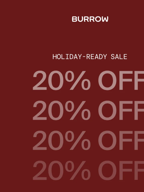burrow newsletter: 20% off sitewide!