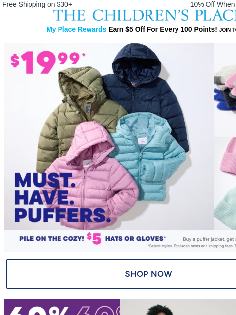 childrensplace newsletter: ⚡ $19.99 PUFFER JACKETS ⚡