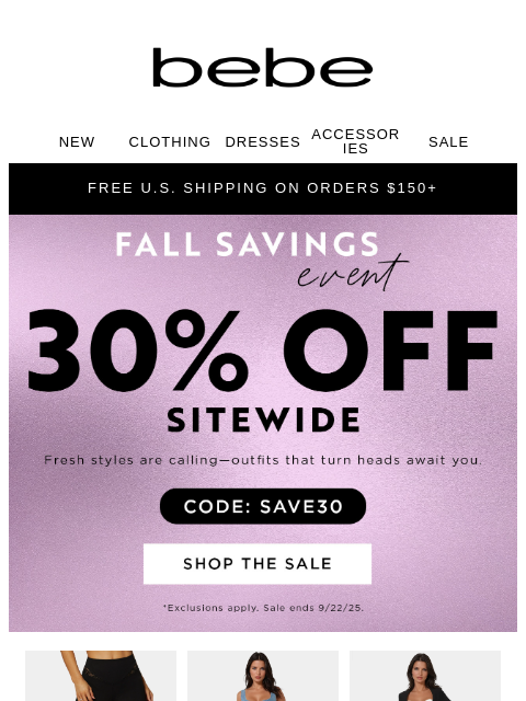 bebe newsletter: These Looks? Major Vibes. 30% Off – Get Yours!