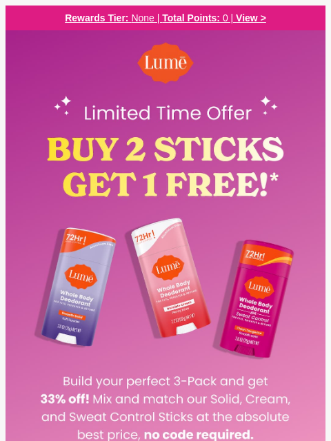 lumedeodorant newsletter: Buy 2 Sticks, Get 1 FREE! ✨