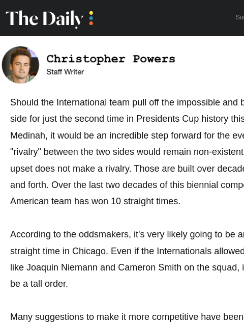 golfdigest newsletter: The Presidents Cup has a systemic flaw
