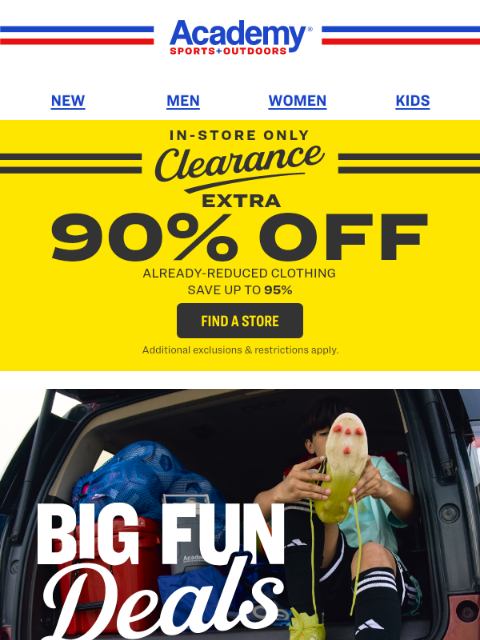 academy newsletter: Last Chance! EXTRA 90% OFF Clearance Clothing In-S...