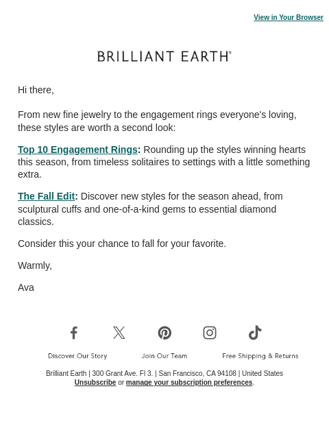 brilliantearth newsletter: We’re falling hard for these