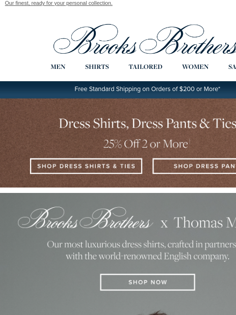 brooksbrothers newsletter: Up to 25% off new luxury dress shirts