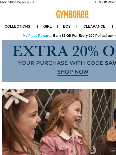 gymboree newsletter: Weekend Shopping? Here's an EXTRA 20% off!