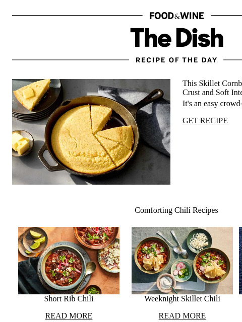 foodandwine newsletter: Skillet Corn Bread