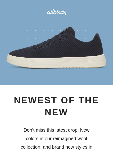 allbirds newsletter: New Drops, New Favorites