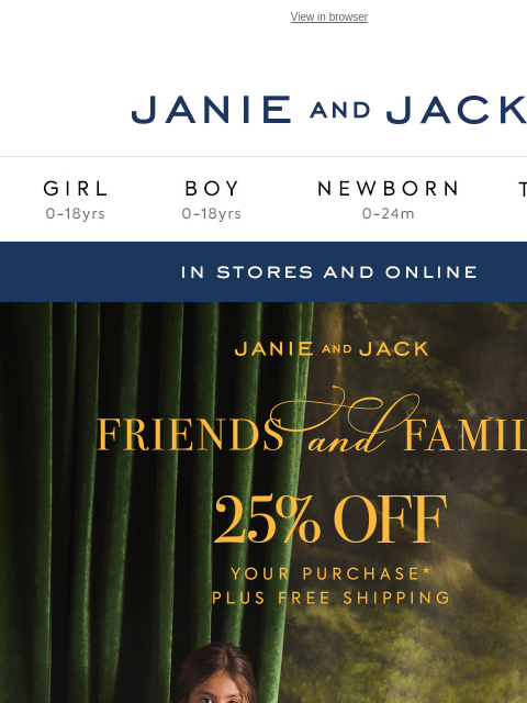janieandjack newsletter: Limited time: 25% off our new holiday collection