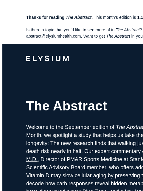 elysiumhealth newsletter: Do you really need 10k steps per day?