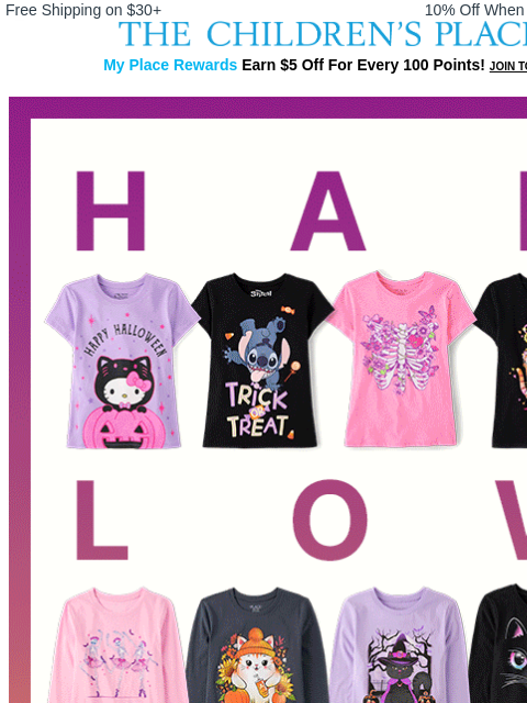 childrensplace newsletter: BOO! Halloween Graphic Tees 👻