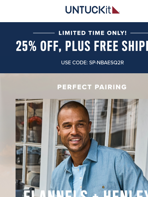 untuckit newsletter: You’re Invited: Flannels + Henleys ❤️💍