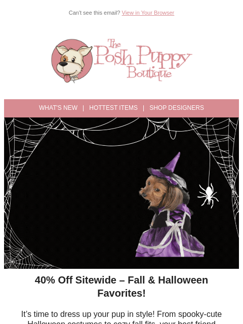poshpuppyboutique newsletter: 🎃👻 40% Off Dog Costumes & More – Spooky Savings ...