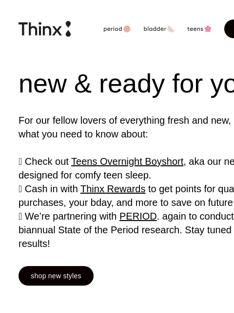 shethinx newsletter: Ready for something new? ✨