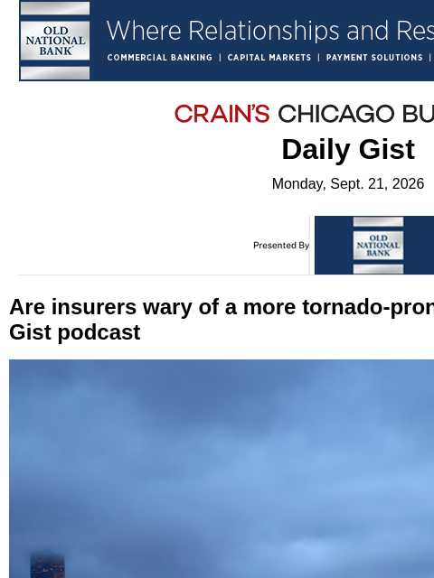 crainalerts newsletter: Are insurers wary of a more tornado-prone Illinois...