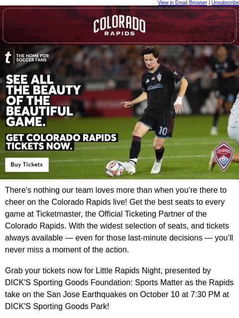 thecoloradorapids newsletter: Colorado Rapids vs San Jose Earthquakes — Get Tick...