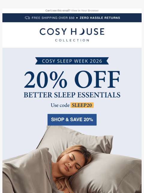 cosyhousecollection newsletter: [20% Off] Your best sleep yet, guaranteed