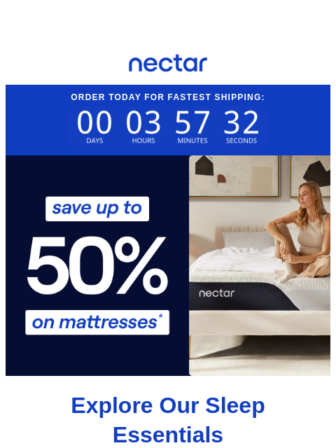 nectarsleep newsletter: New season, new sleep. Save up to 50% on mattresse...