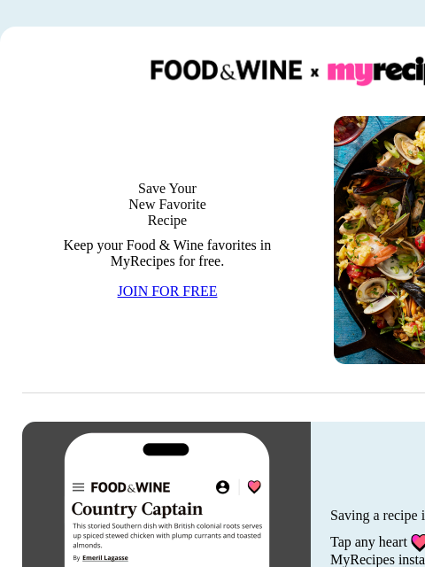 foodandwine newsletter: Never Lose a Recipe Again with MyRecipes